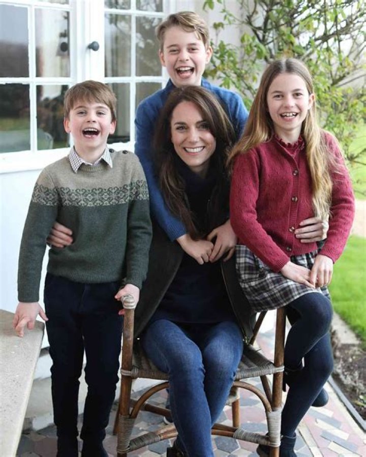 A holiday without a queen: Kate Middleton with her husband and children at the Easter service