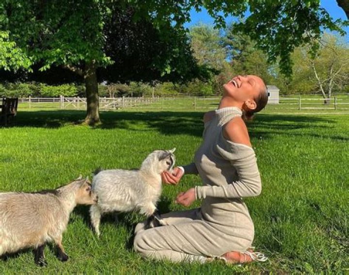 Bella Hadid Wears $2,890 Dress In Adorable Cuddle Session With Baby Goats