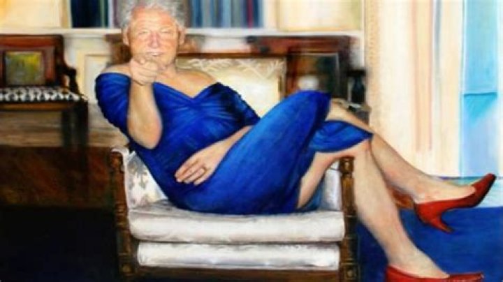 Bill Clinton Is Featured In A Blue Dress Like Monica Lewinsky In Bizarre Painting By Petrina Ryan-Kleid That Was Hanging Inside Jeffrey Epstein’s Mansion