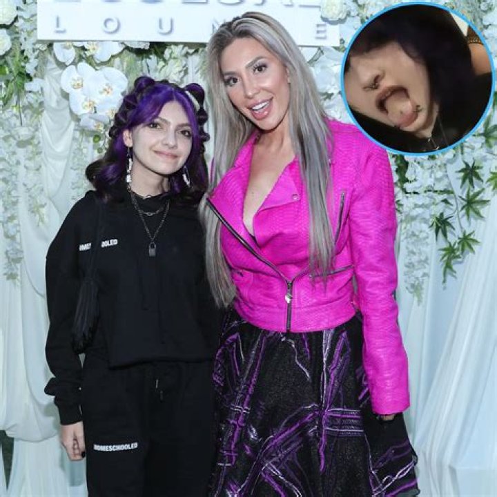 Farrah Abraham And Daughter Sophia Go Out In Colorful Matching Outfits With Their Equally Colorful Purple Dog!