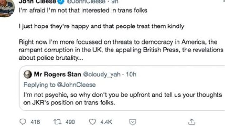 John Cleese Accused Of Transphobia After He Suggests He Has More Important Things To Worry About