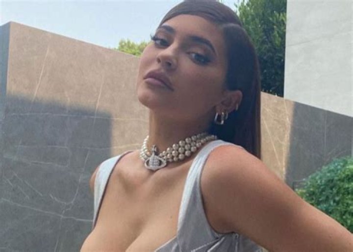 Kylie Jenner Hides Her Face While Dressed In Blue Vegan Leather