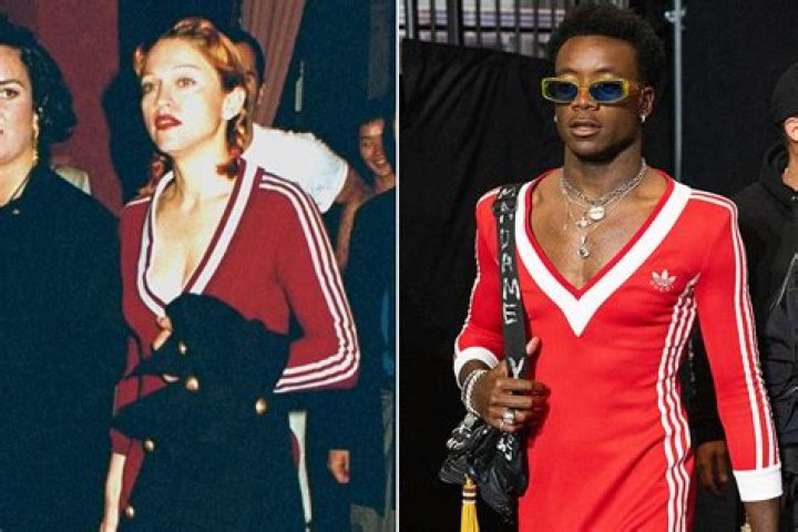 Madonna’s son wears a tight red Adidas x Gucci dress to a boxing competition