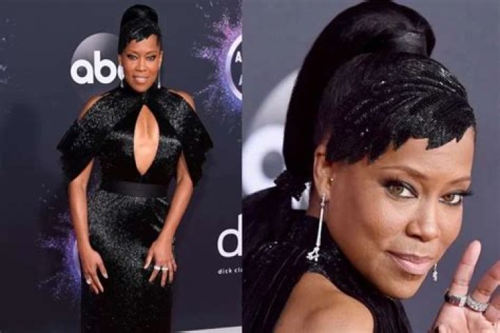 Oscar Winner Regina King Is Exquisite In Shimmery Black Ashi Studio Couture Dress At American Music Awards