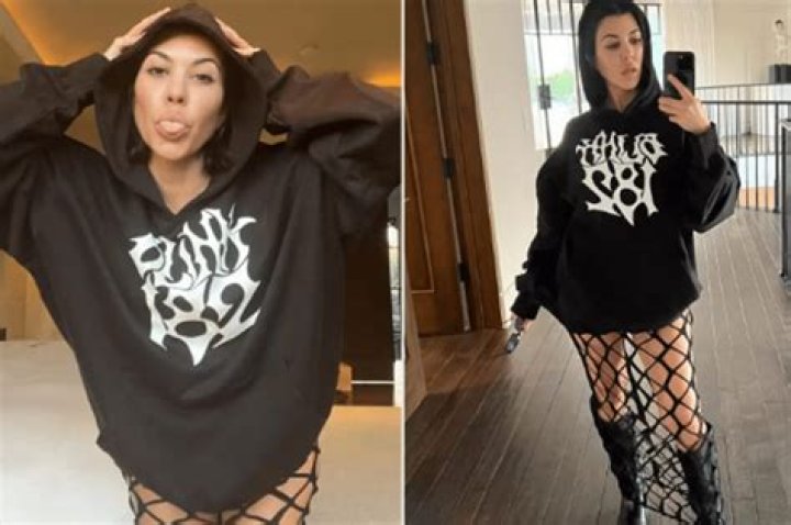Putting On Her Black Fishnets, Kourtney Kardashian Gets Ready For Travis Barker’s Blink-182
