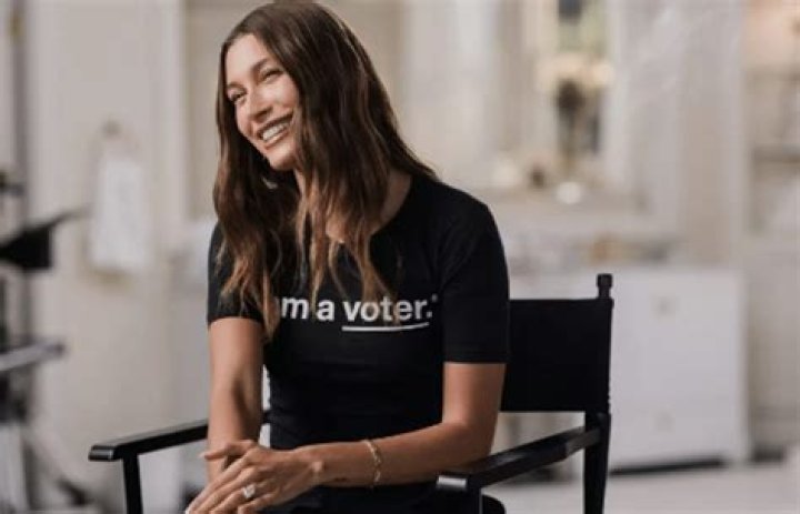 The New I Am A Voter Public Service Announcement Features Hailey Bieber. Non-Profit Organization Whose Mission Is To Increase Voter Turnout In National Elections