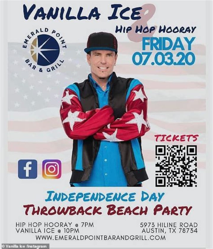 Vanilla Ice Cancels His Austin Texas Performance Because Of Coronavirus