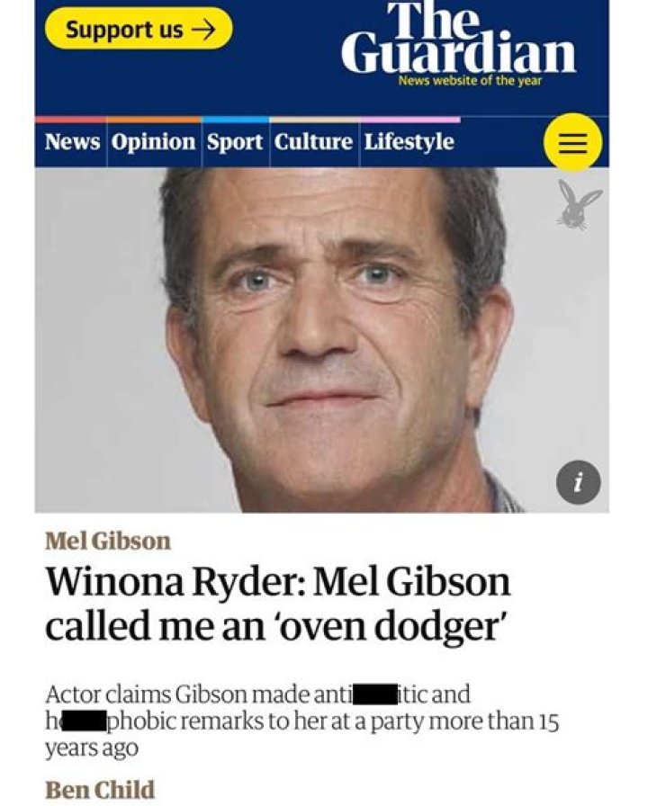 Winona Ryder Accuses Mel Gibson Of Calling Her An ‘Oven Dodger’ For The Second Time